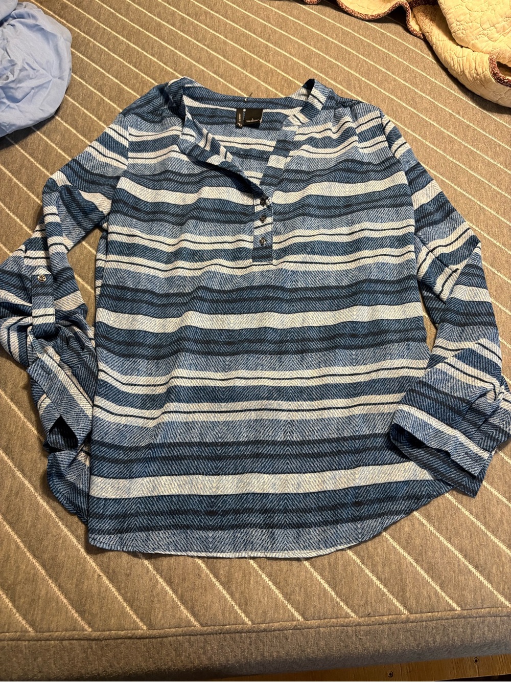 Striped Blue Long-Sleeve Blouse